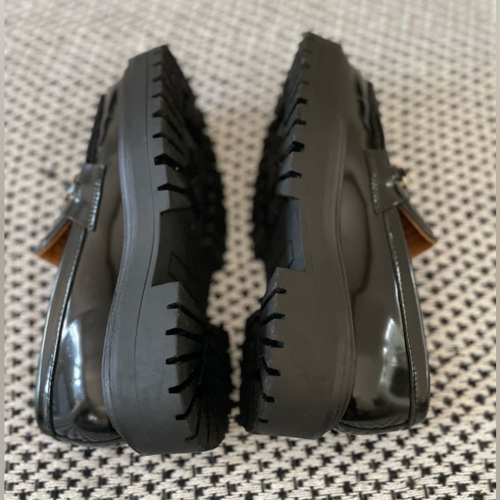 Thursday Platform Penny Loafer Black Patent Leather Size 7 Gold - Picture 8 of 13